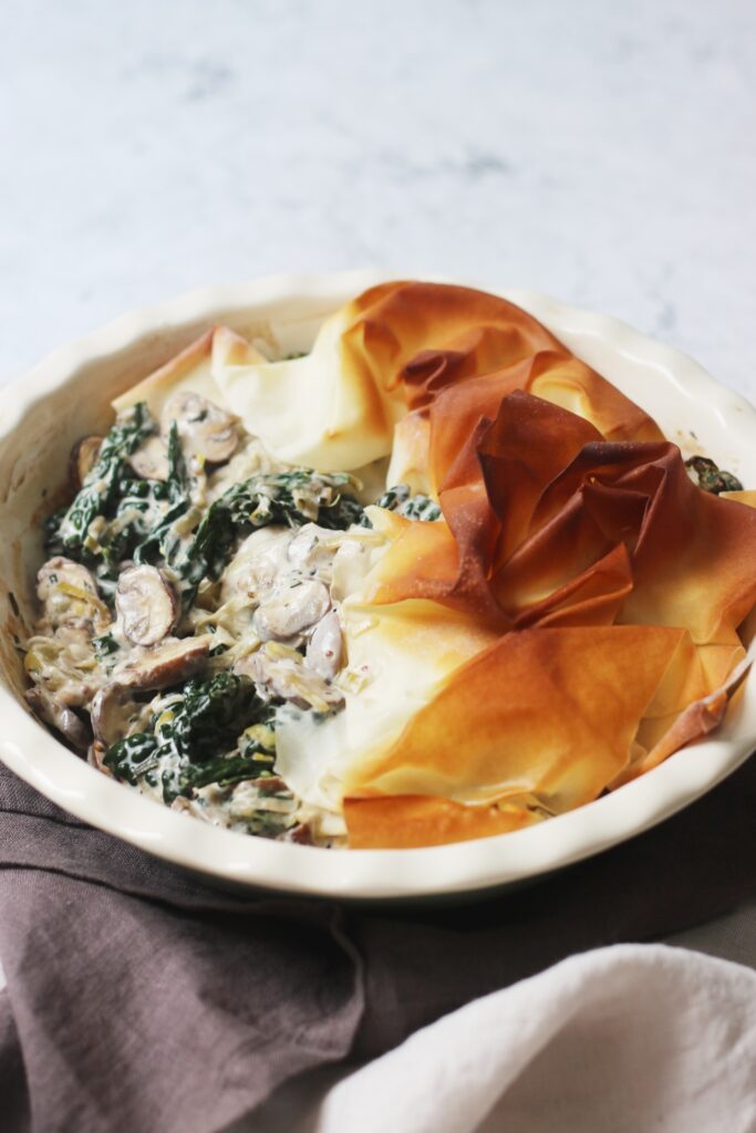 Vegan Mushroom and Kale Filo Pie