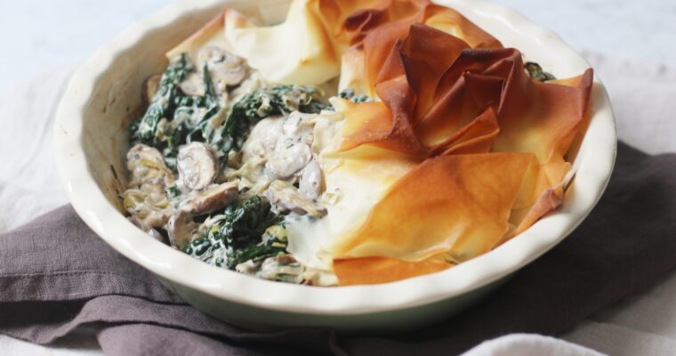 Vegan Mushroom and Kale Filo Pie