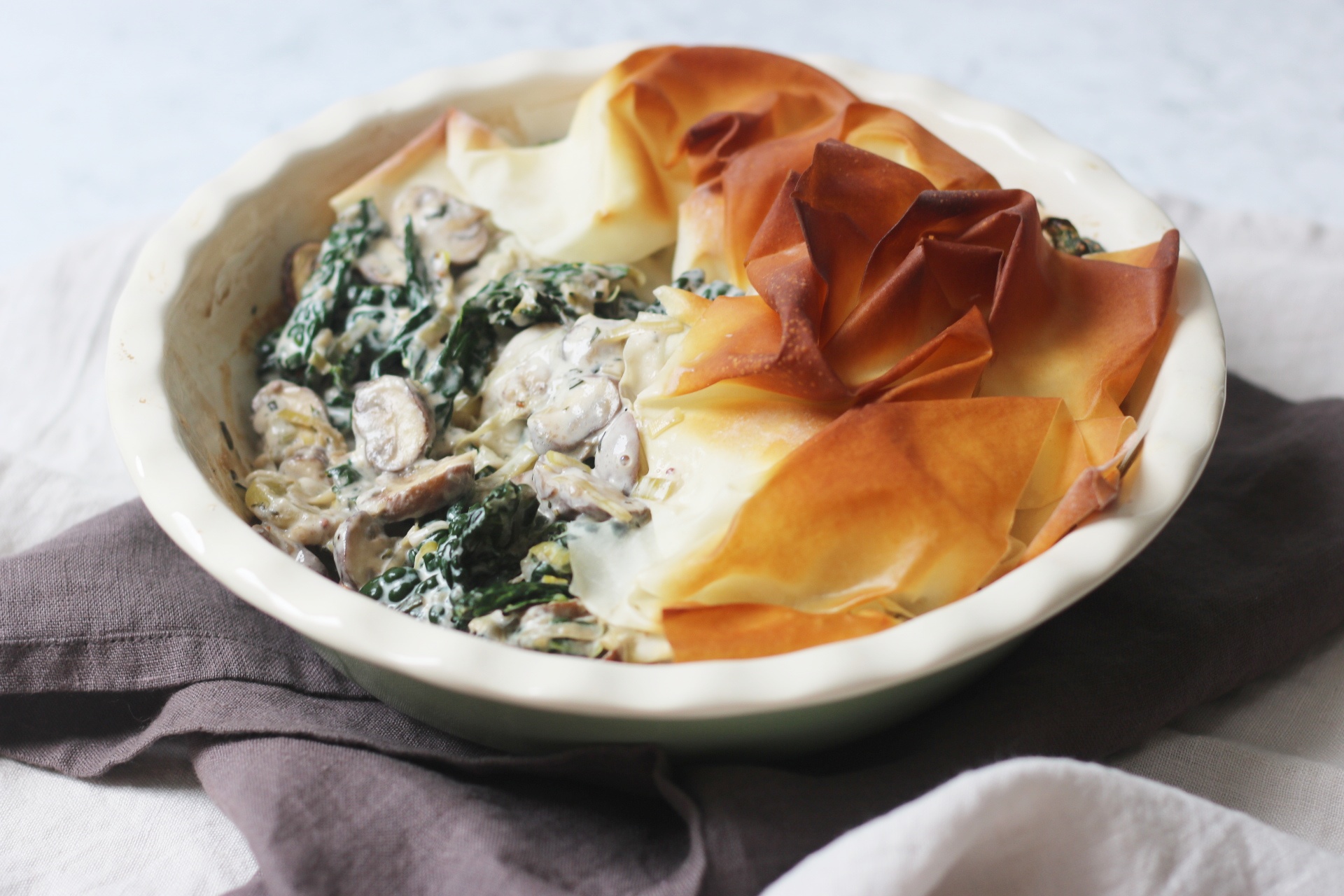 Vegan Mushroom and Kale Filo Pie