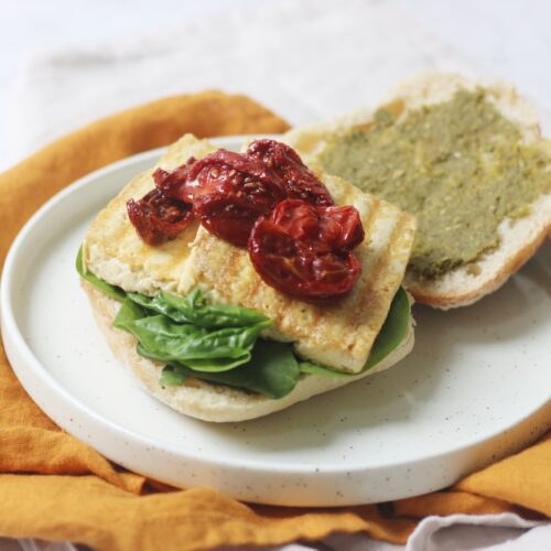 Vegan Pesto and Sun Dried Tomato Sandwiches