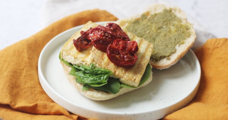 Vegan Pesto and Sun-dried Tomato Sandwich