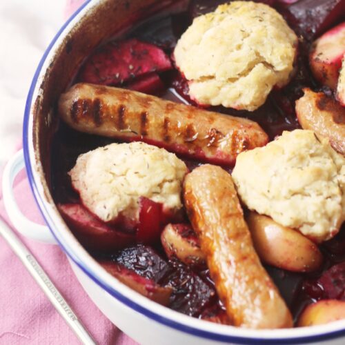 Vegan Beetroot, Apple and Sausage Stew