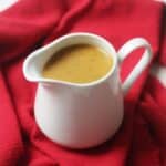 A jug of vegan cider gravy
