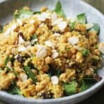 A plate of Vegan Moroccan Inspired Chickpea and Quinoa Salad