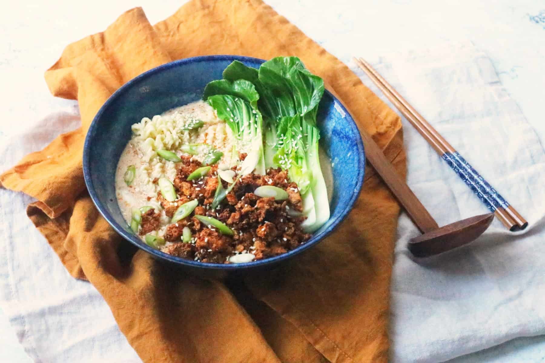 A bowl of vegan tan tan ramen