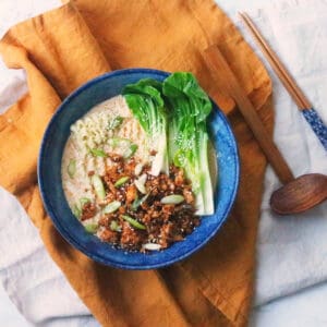 A bowl of vegan tan tan ramen