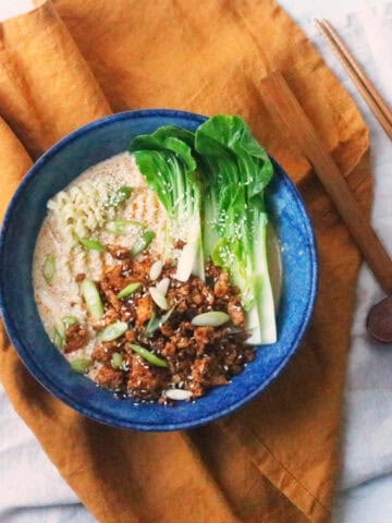 A bowl of vegan tan tan ramen