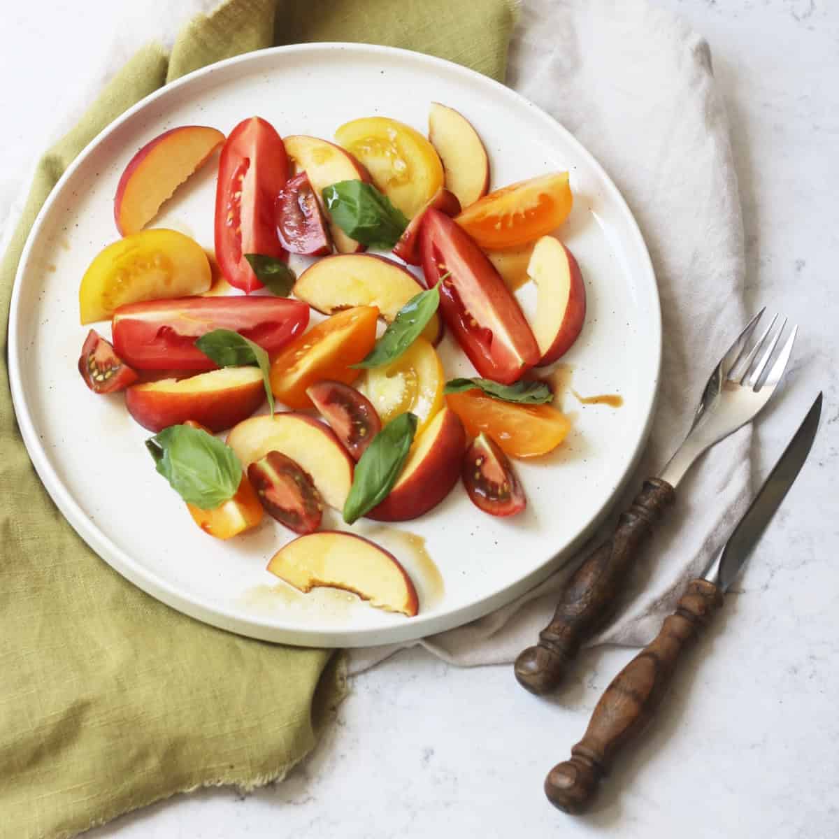 Tomato, Peach and Basil Salad - Supper in the Suburbs