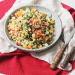 A plate of Herby Couscous Salad with Pomegranate
