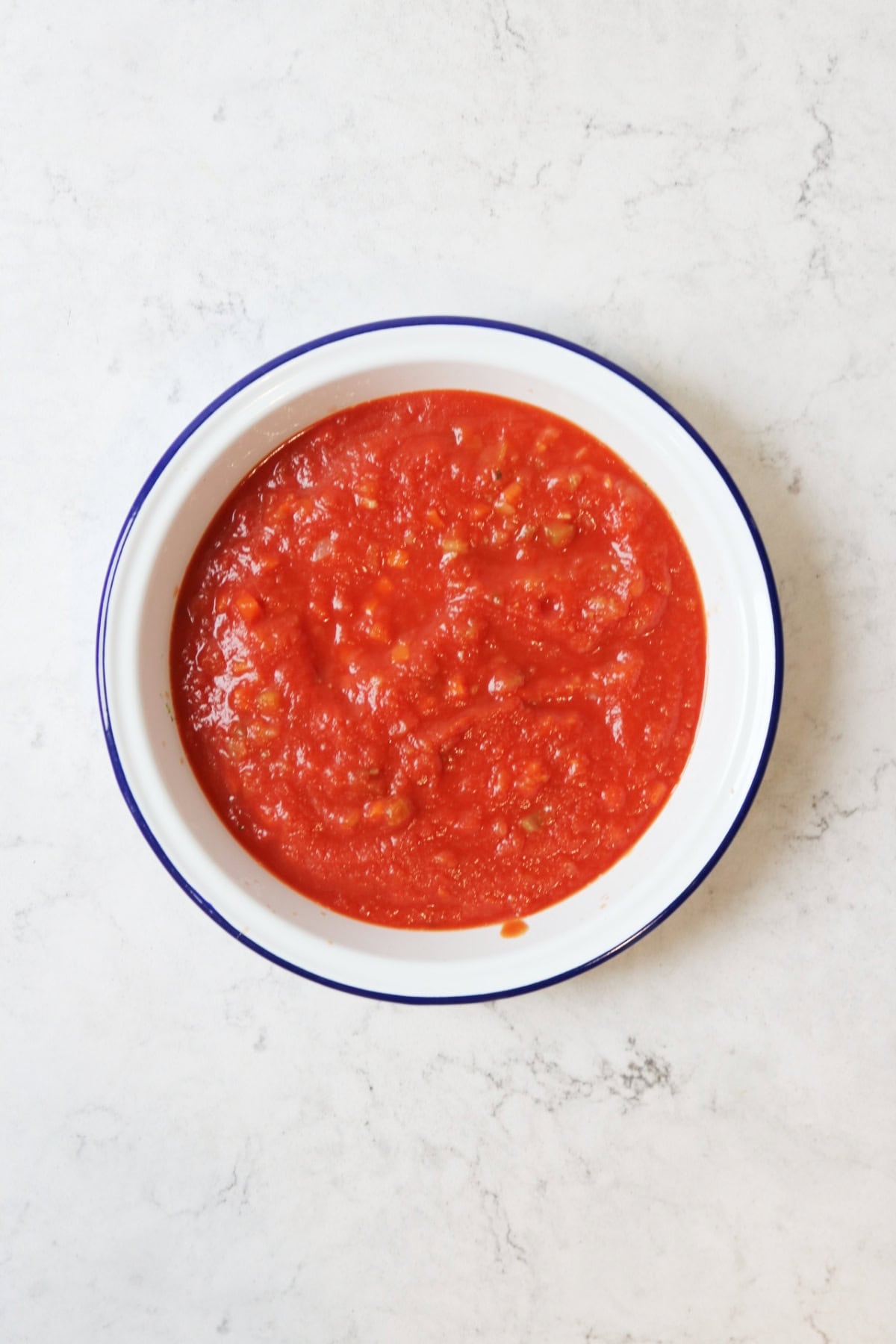 Tomato pasta sauce in an oven dish