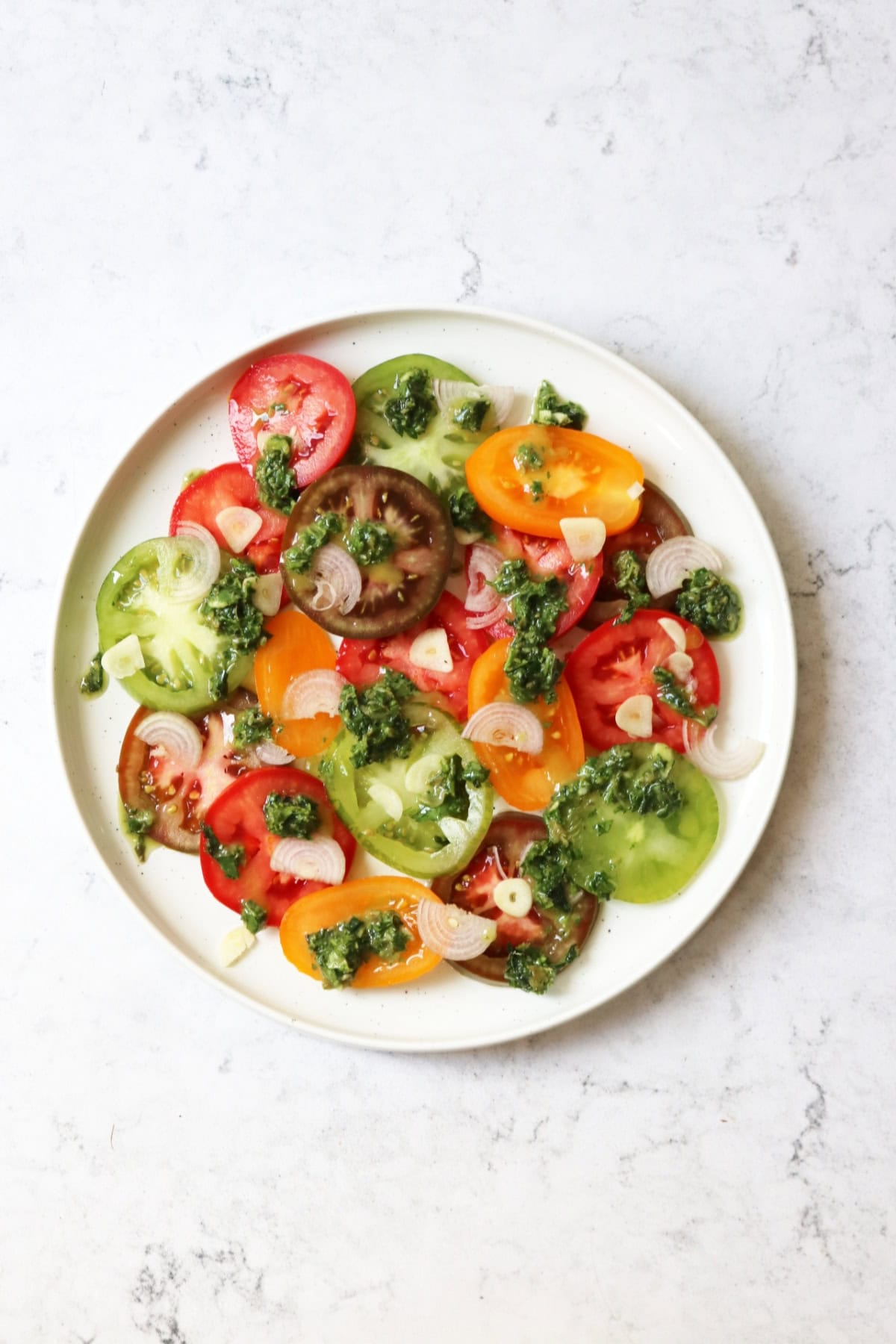 Tomato salad with salsa verde