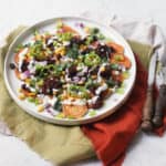 A plate of vegan sweet potato nachos