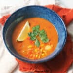 A bowl of vegan corn chowder