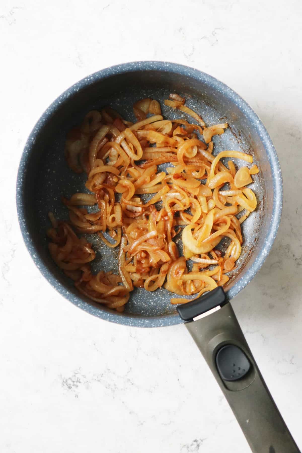 Caramelised onions in a saucepan