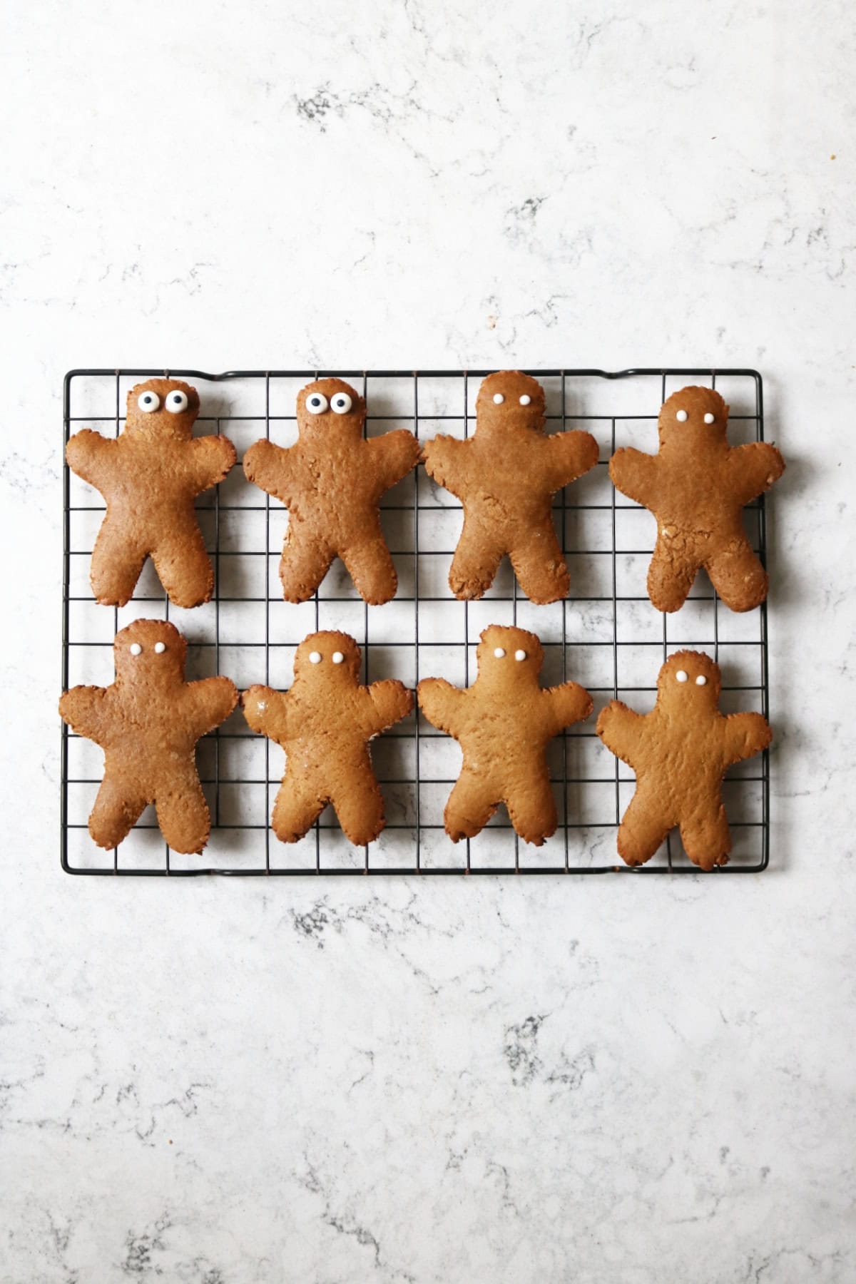 Gingerbread men decorated with googly eyes