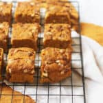 Vegan Pumpkin Spice Blondies cooling on a wire rack