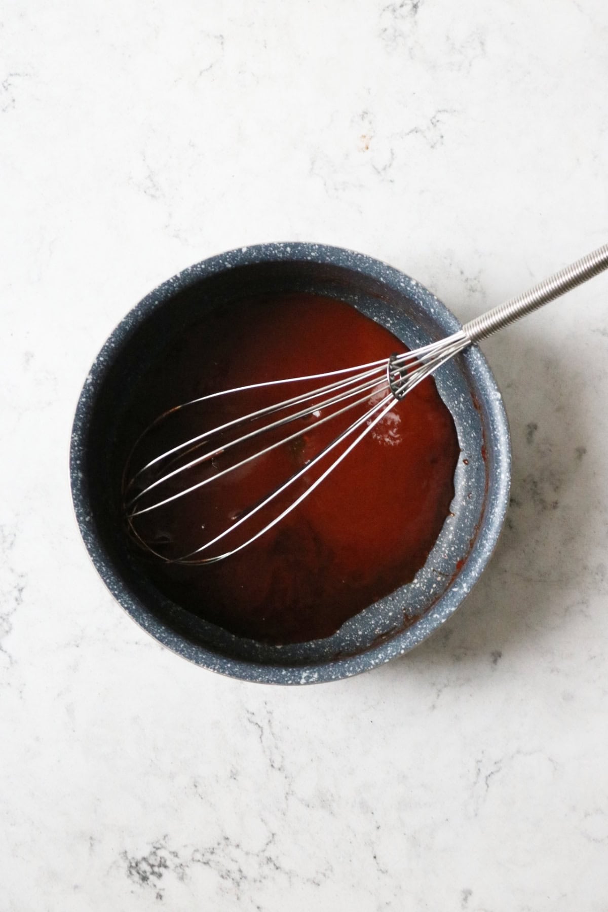 Gochujang glaze in a small saucepan