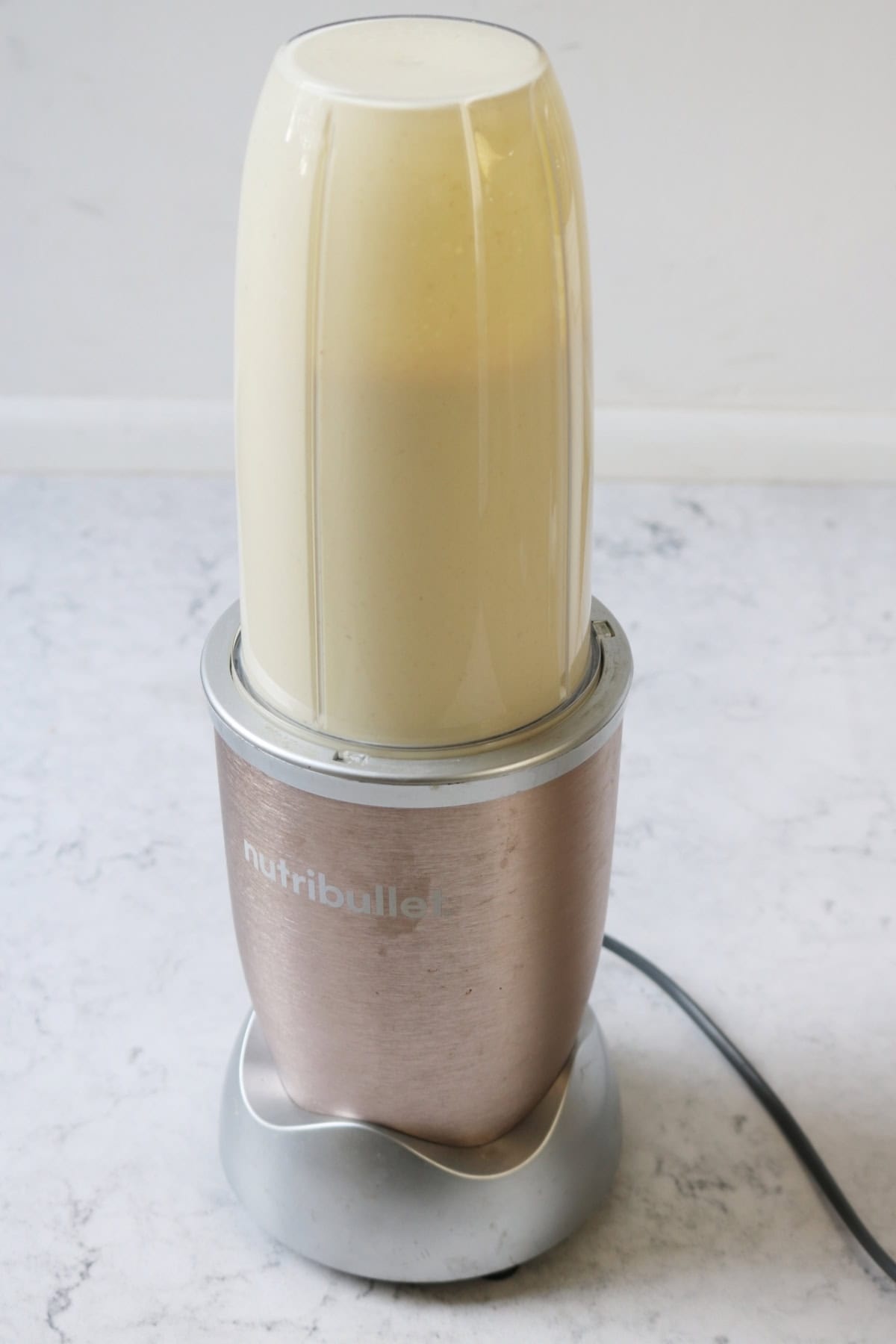 Silken tofu sauce blended in a Nutribullet.