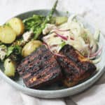 Chargrilled Vegan Tofu Steaks served with salad