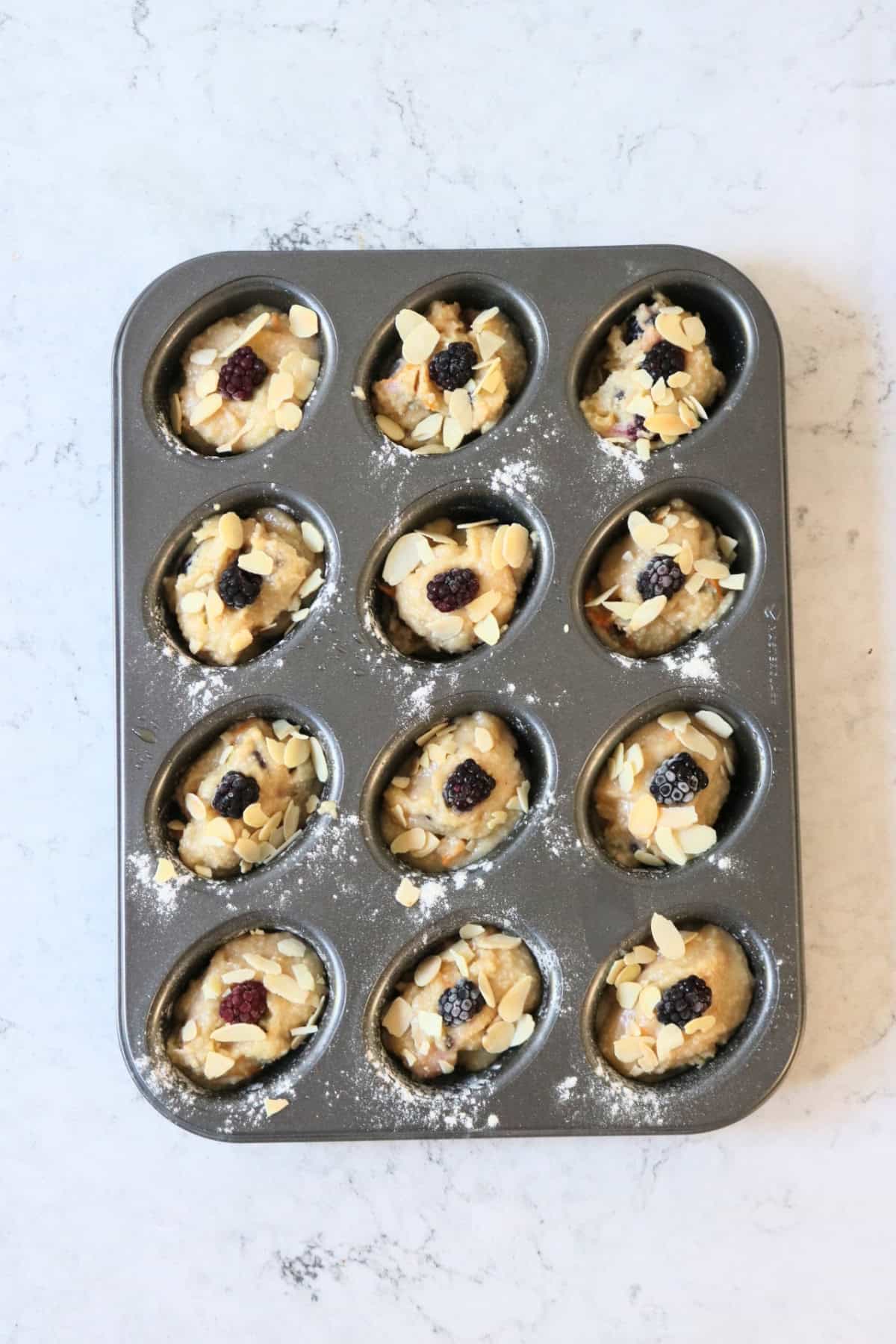 Vegan Blackberry and Orange Friands for the oven